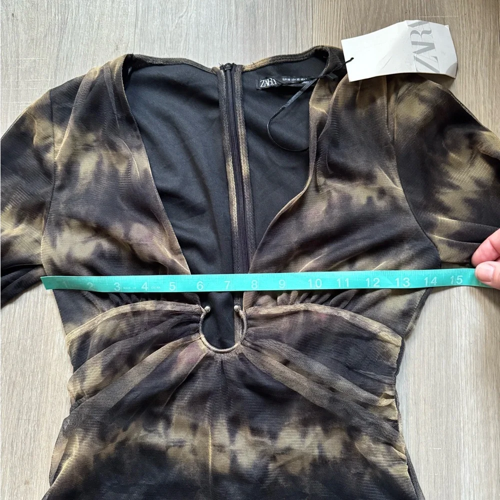 Zara Black and Brown Long Sleeve Dress - Picture 5 of 8